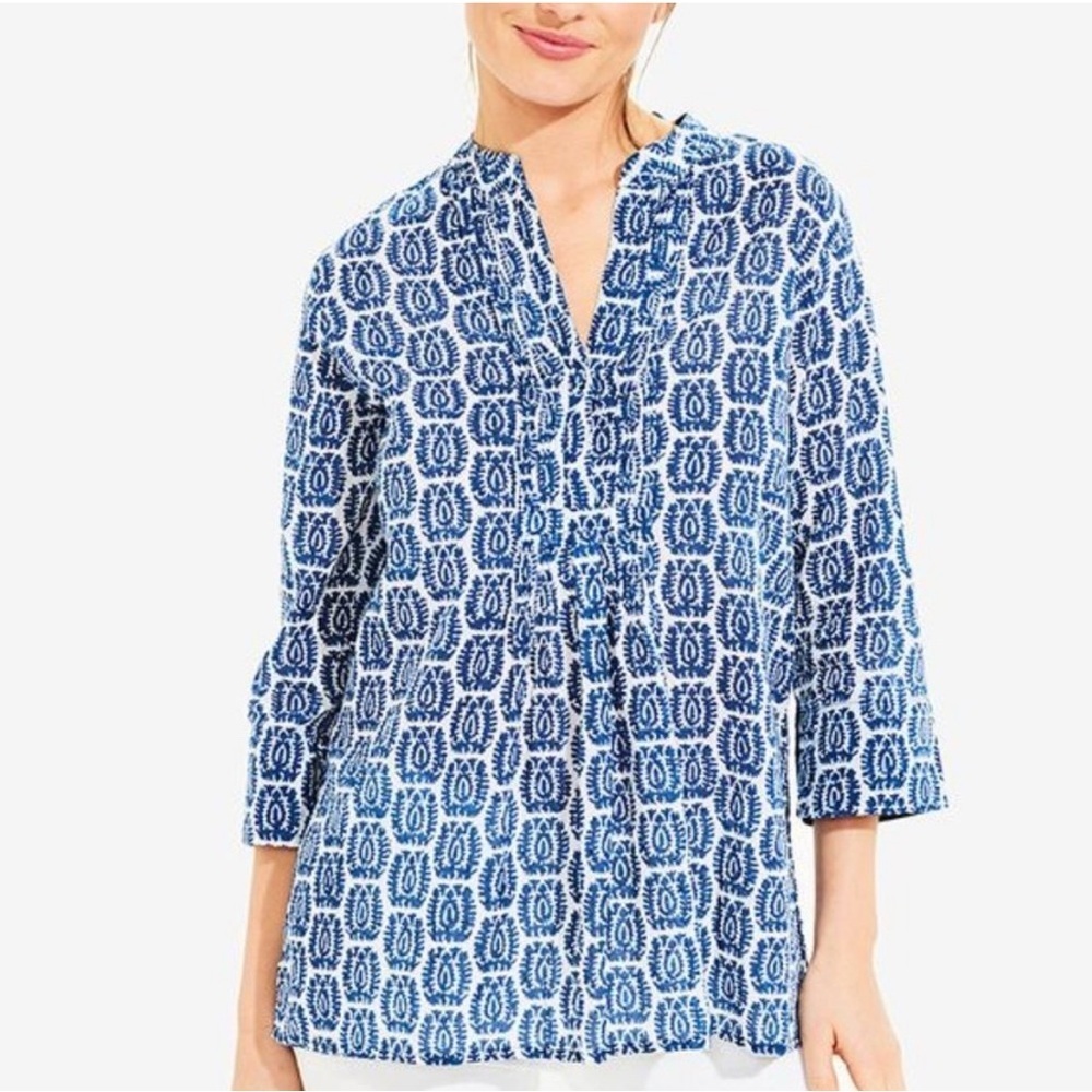 ROBERTA ROLLER RABBIT Cotton Tunic Blouse Cover Up Beach Lagenlook Size XS